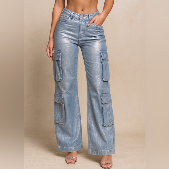 Platinum Glam Luxe Cargo Jeans - Picture 3 of 16